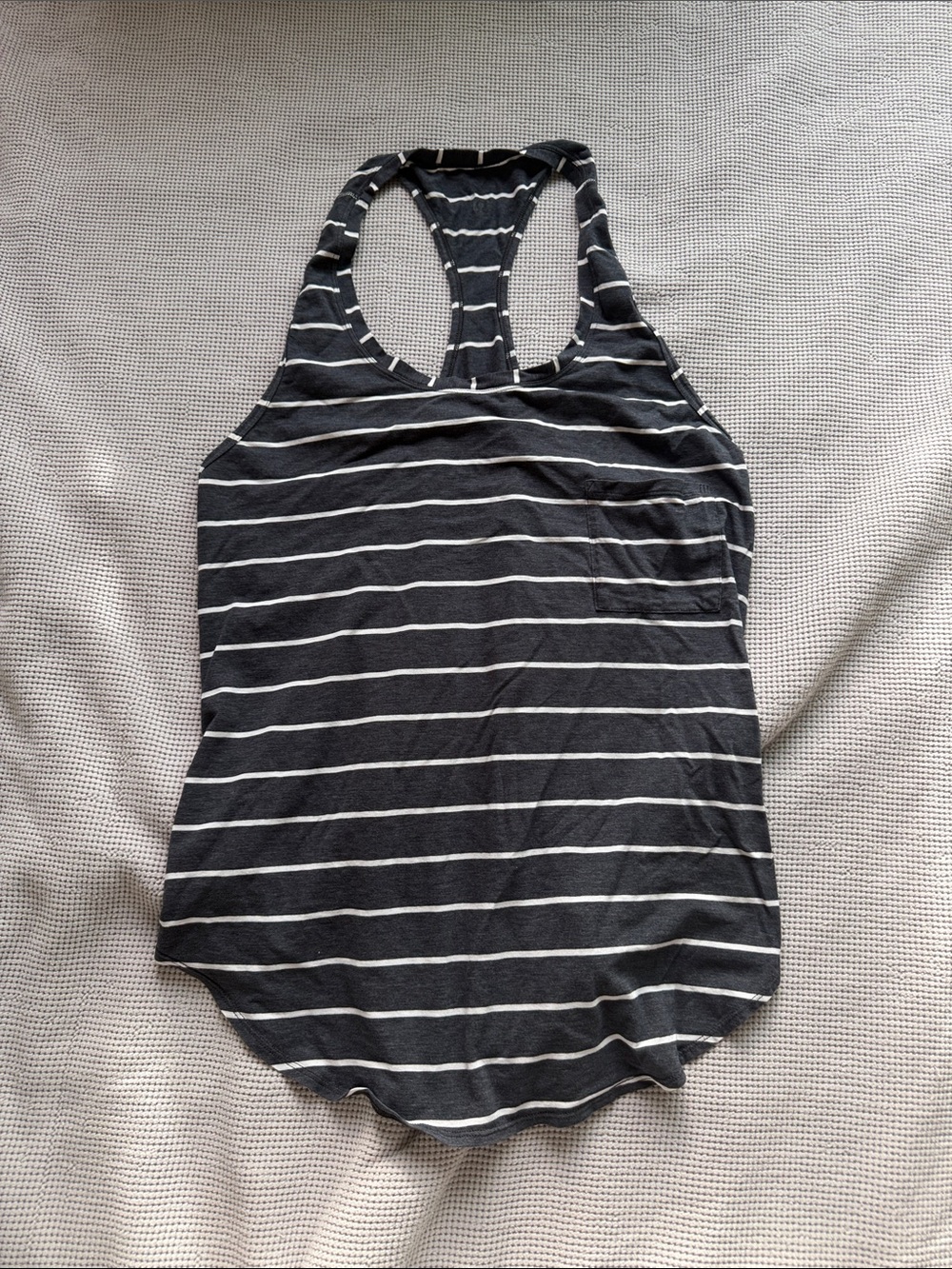 lululemon athletica Black and White Striped Racerback Tank
